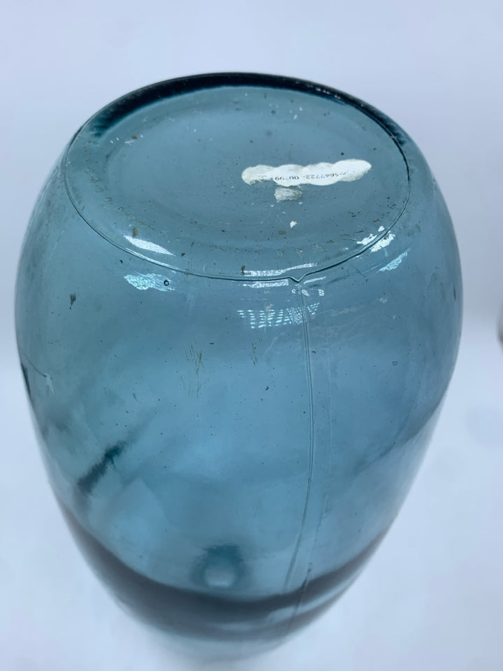LG BLUE VASE WITH FLARED TOP.