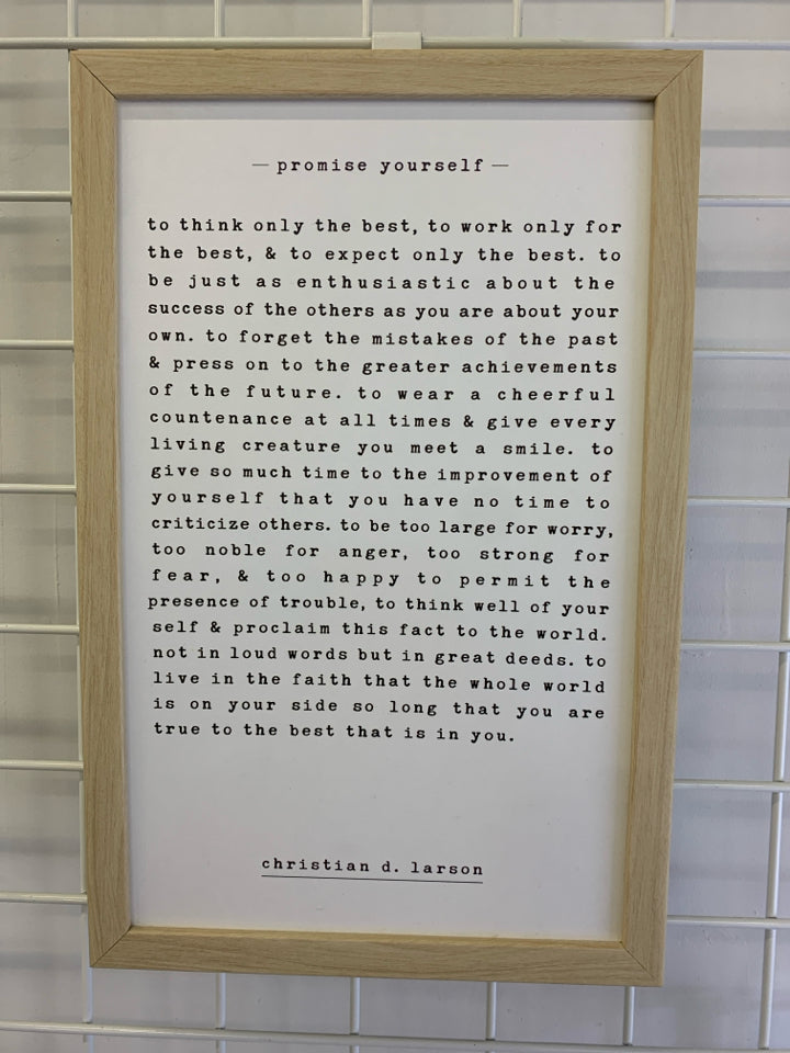 PROMISE YOURSELF WOOD WALL ART.