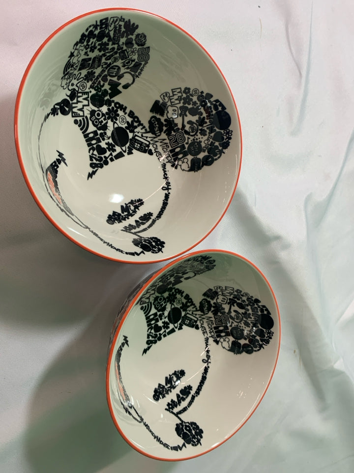 2 MICKEY MOUSE BOWLS.