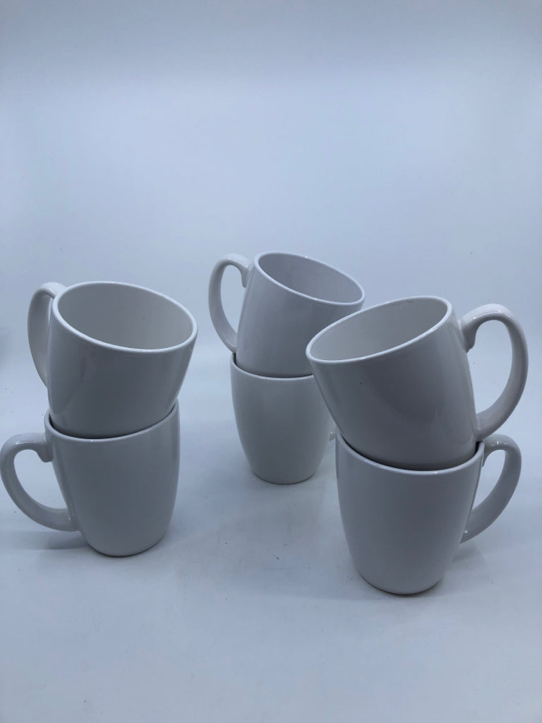 6PC WHITE CORELLE MUGS.