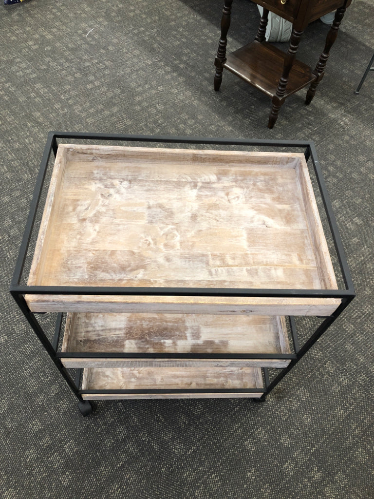 RUSTIC WOODEN BAR CART.