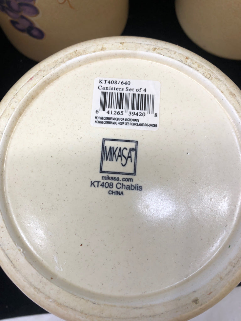 4 CREAM W GRAPES CANISTERS.