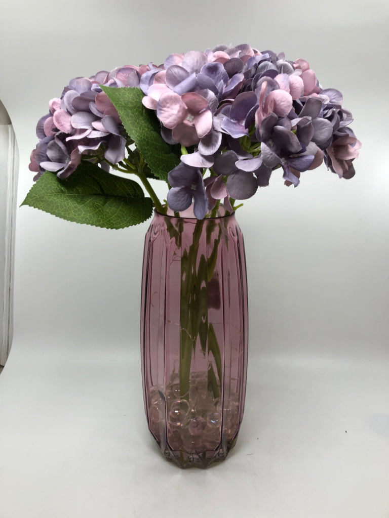 PURPLE HYDRANGEAS W/ PURPLE LIGHT UP VASE