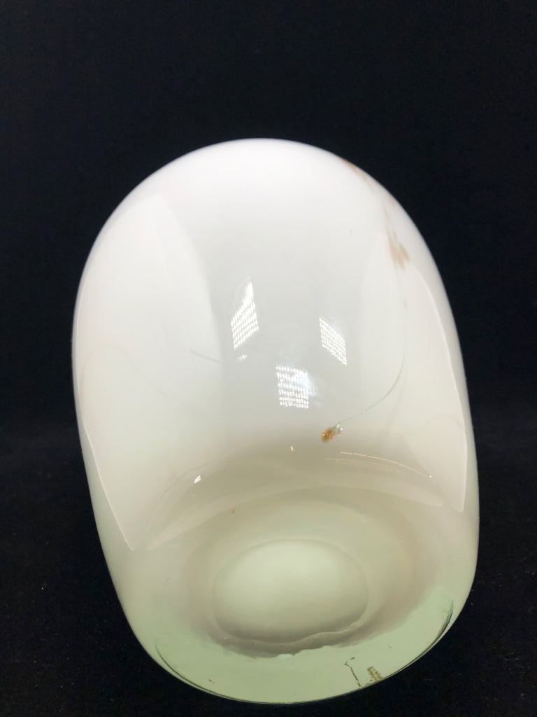 HEAVY CREAM COLOR VASE W/GOLD SPARKLE GLAZE.