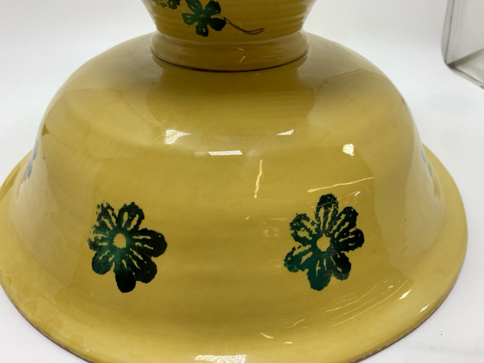 FRUIT PAINTED PEDESTAL BOWL.