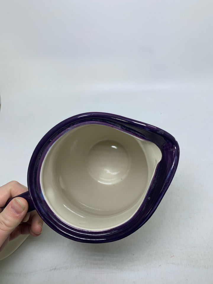 LARGE CERAMIC FLORAL PITCHER W/ LID.