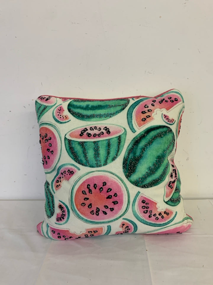 PINK AND GREEN WATERMELON PILLOW.