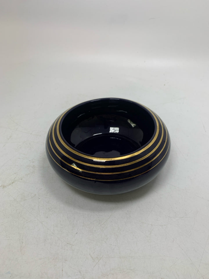 COBALT BLUE BOWL W/ GOLD RINGS.