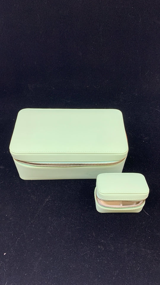 2 PC TRAVEL JEWELRY BOXES FAUX LEATHER.