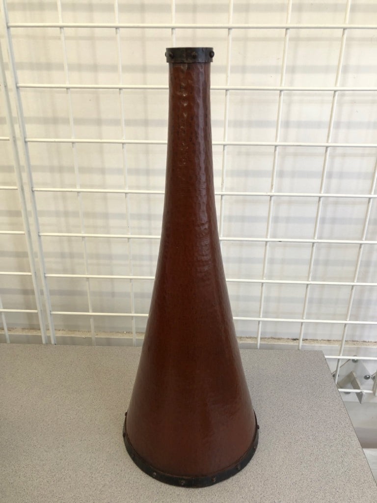 RUSTIC TIN TALL NARROW VASE.