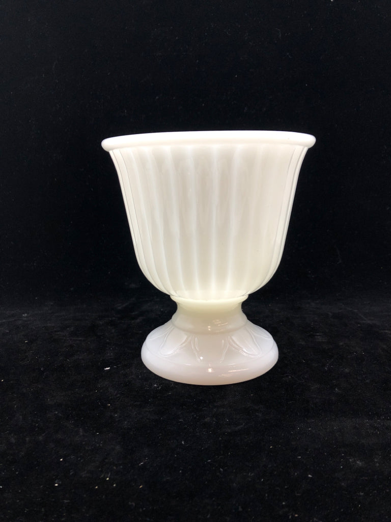 VTG MILK GLASS FOOTED VASE/ PLANTER.