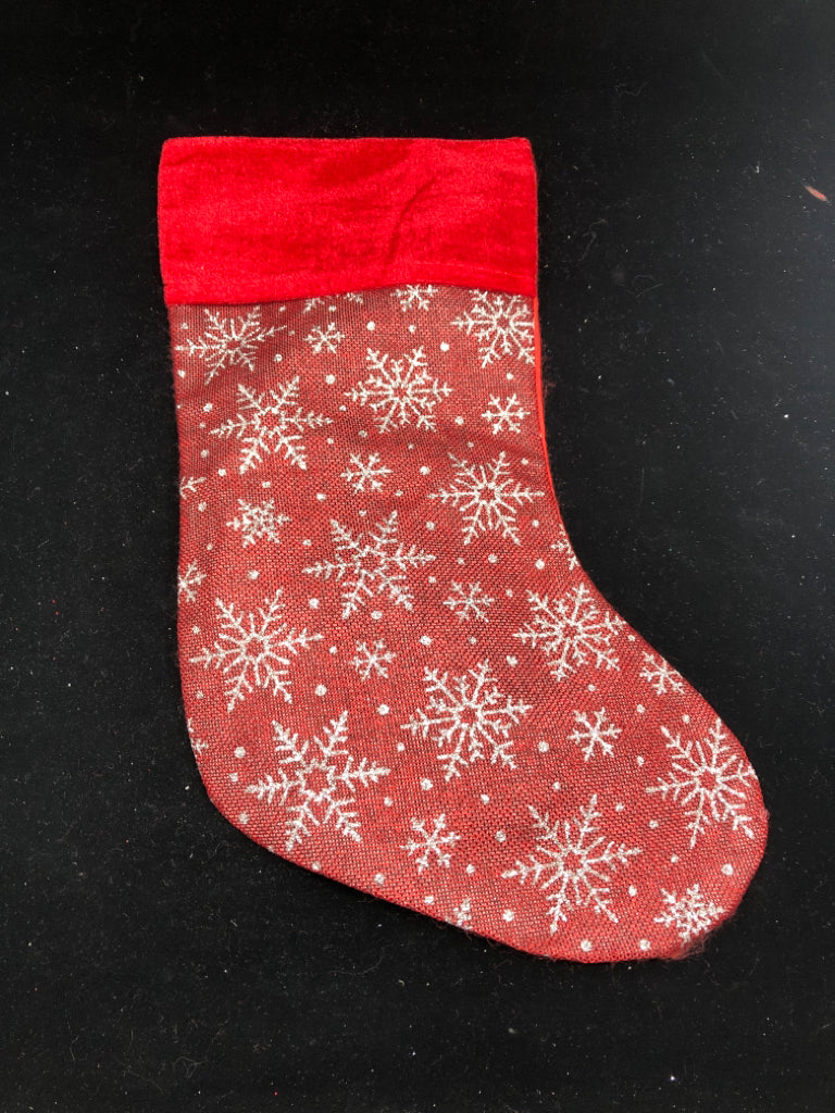 RED AND SILVER SNOWFLAKE STOCKING.