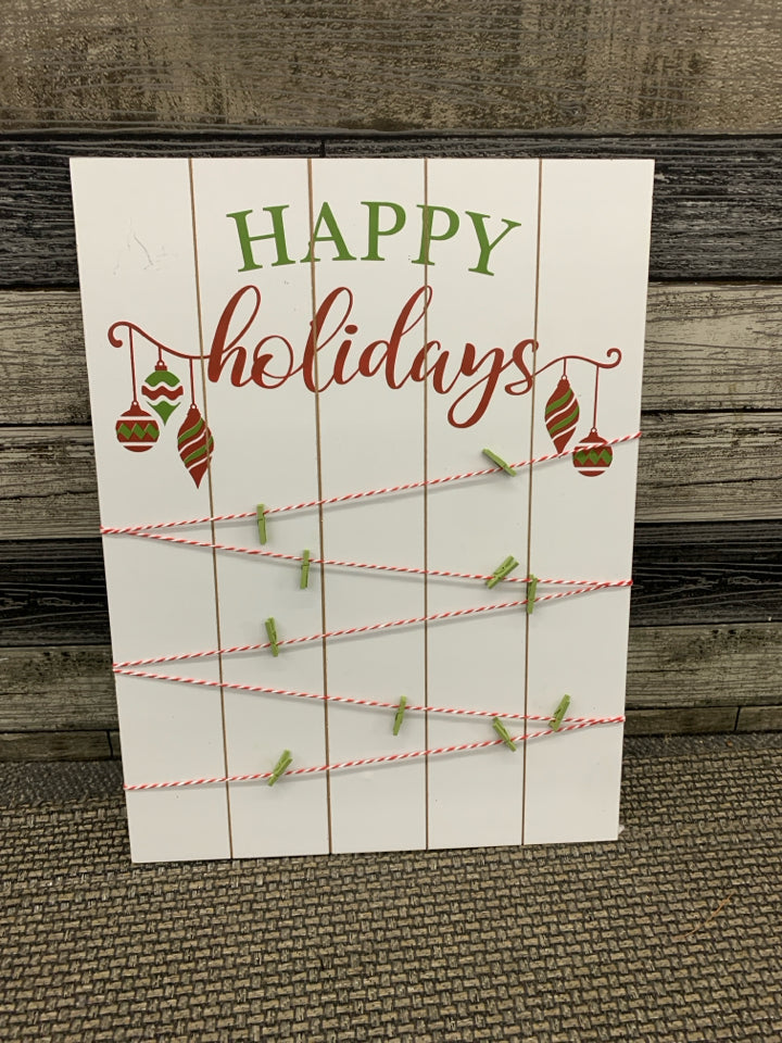 HAPPY HOLIDAYS PHOTO CLIP HOLDER.