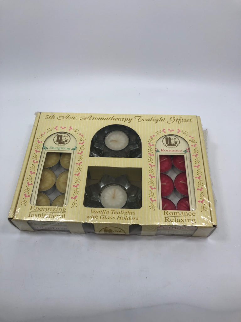 NIB AROMATHERAPY TEA LIGHT GIFT SET.