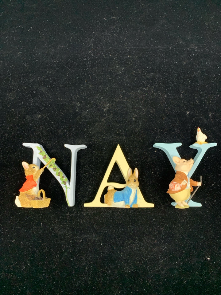 3-PETER RABBIT N A Y FIGURE LETTER SET.