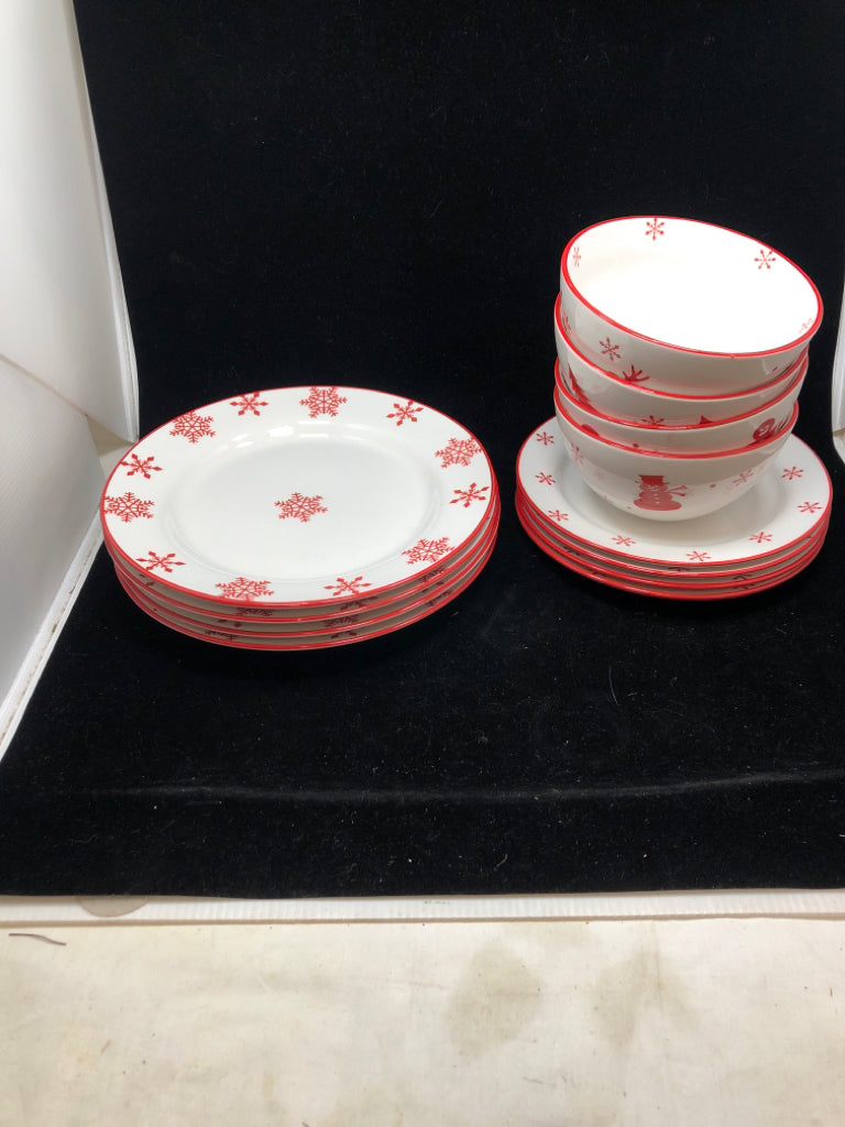 12PC WINTERFEST DISH SET SRV FOR 4.
