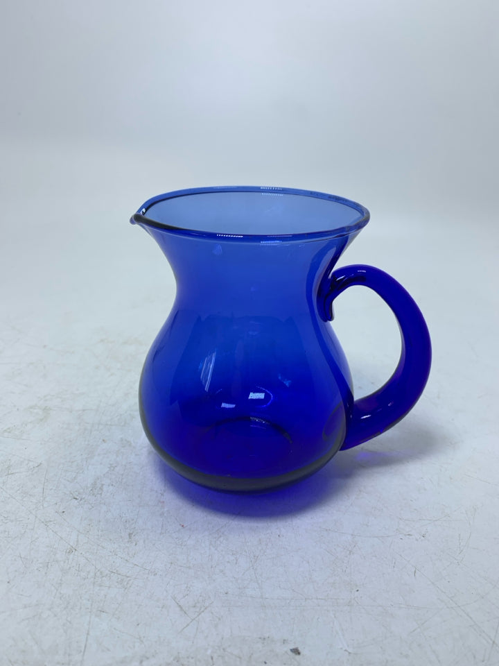 COBALT BLUE GLASS PITCHER.