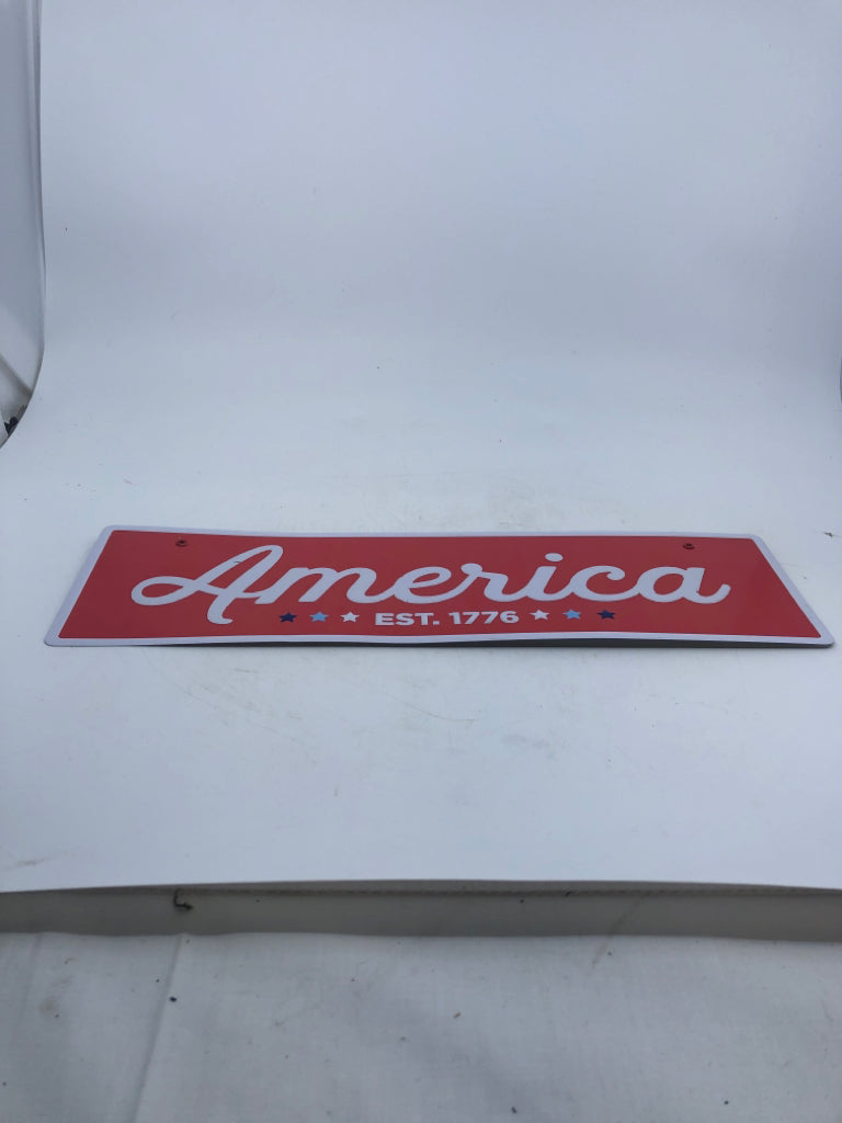 METAL RED AMERICA SIGN.