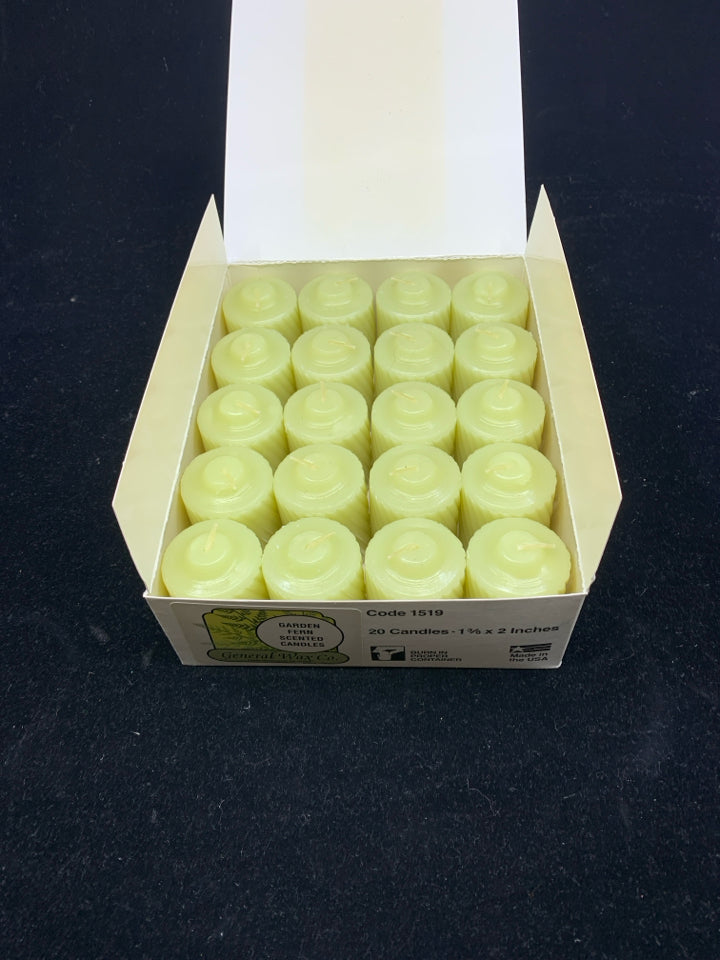 NIB 20 GARDEN FERN SCENTED CANDLES.