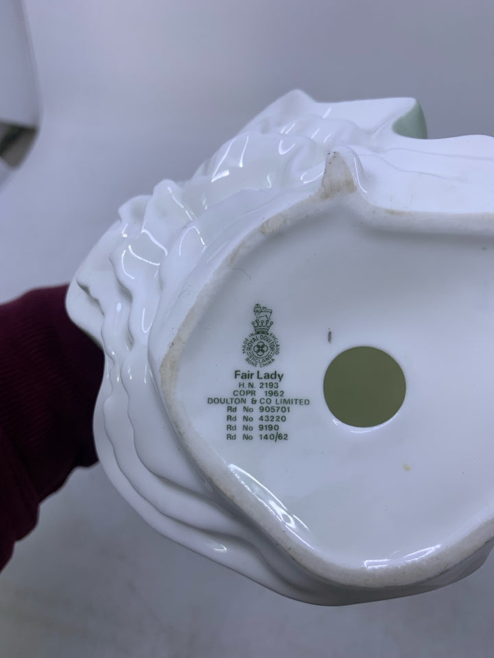 VTG FAIR LADY WOMAN IN GREEN DRESS BLONDE HAIR.