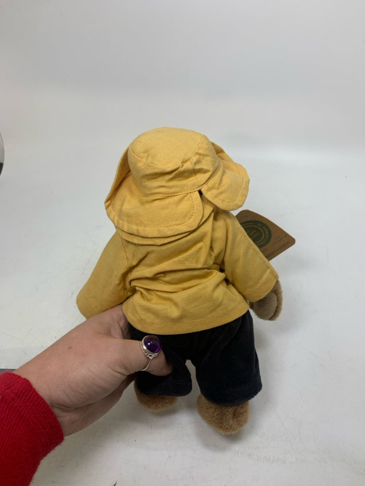 BROWN BOYDS BEAR IN YELLOW COAT/HAT.