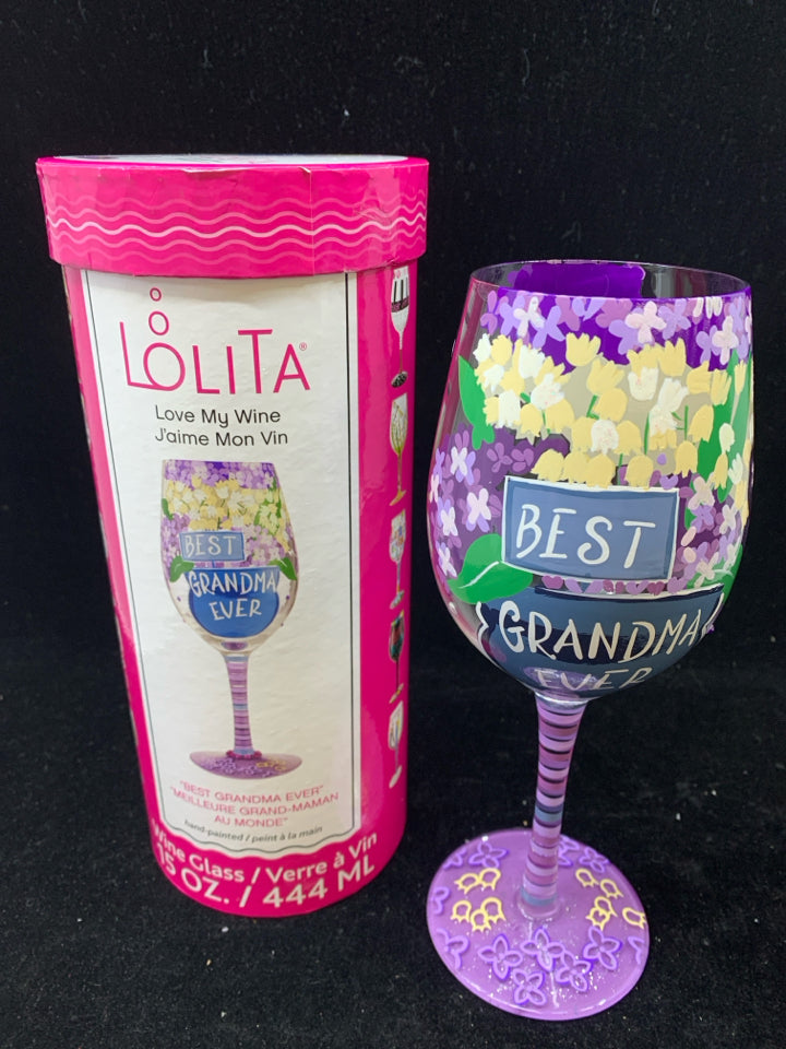 NIP BEST GRANDMA EVER LOLITA WINE GLASS.
