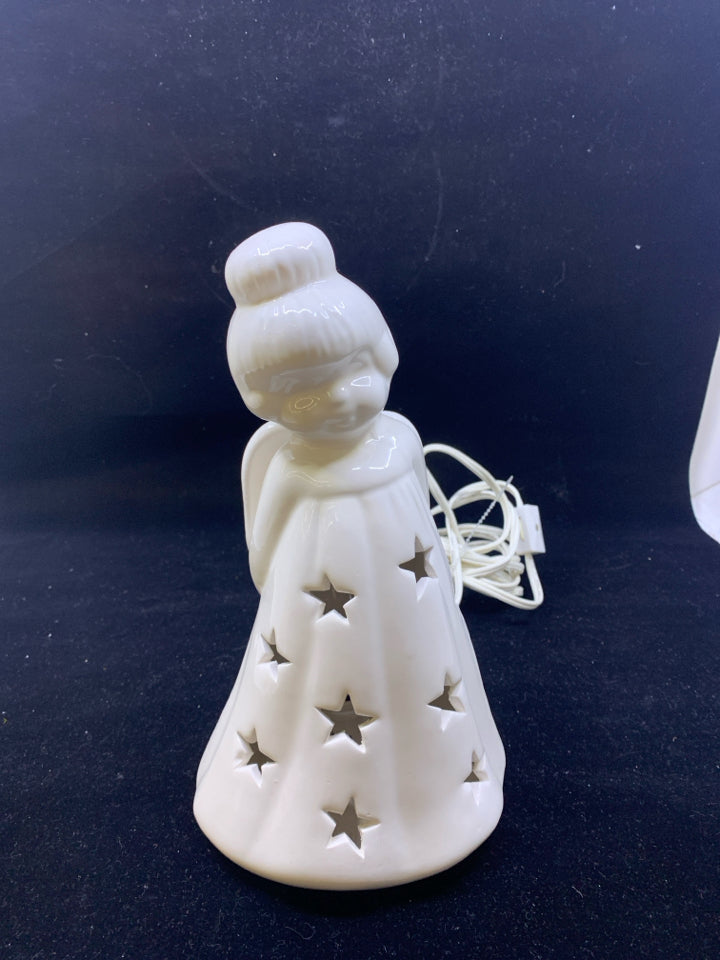 WHITE CERAMIC LIGHT UP ANGEL.