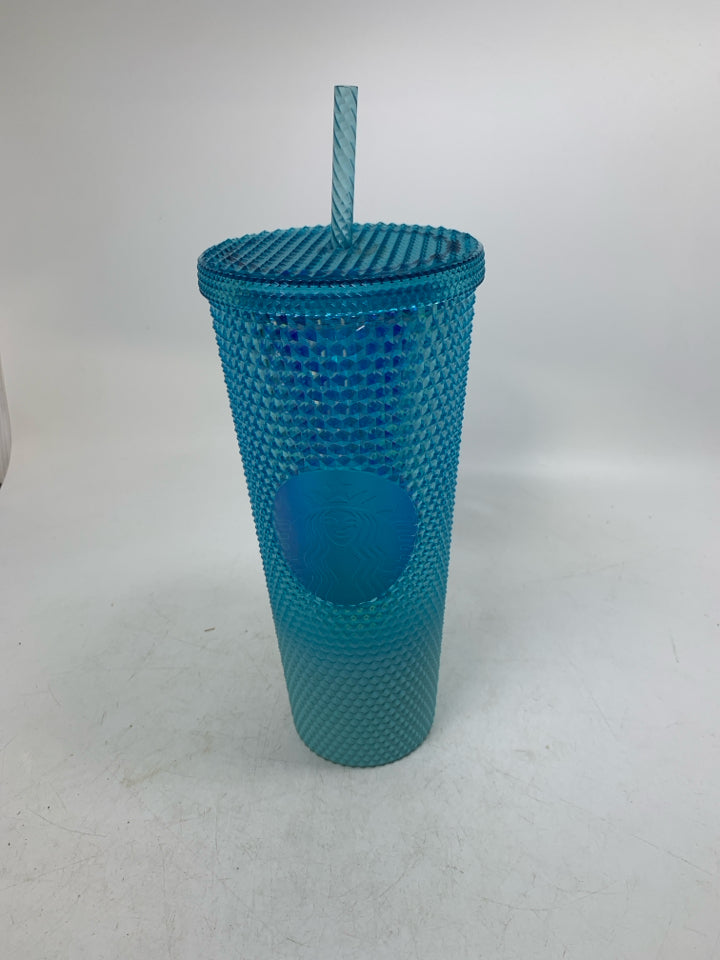 GRADIENT GLACIER BLUE OMBRE VENTI STUDDED TRAVEL TUMBLER 2023.