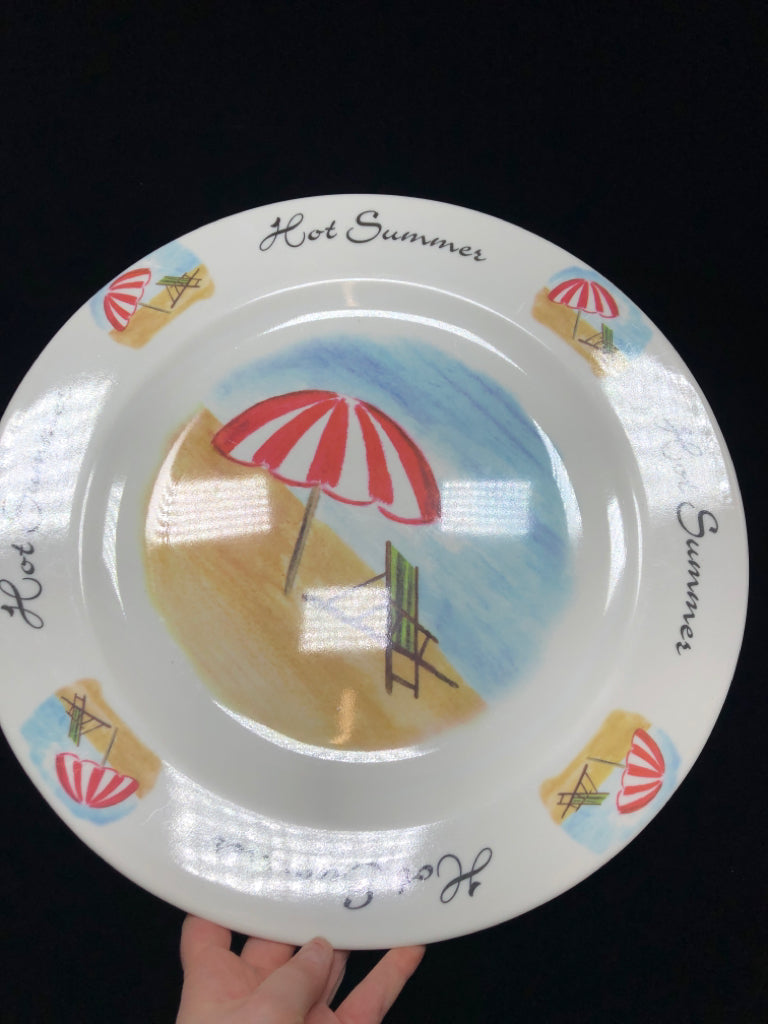 TRISA "HOT SUMMER" BEACH UMBRELLA MELAMINE PLATTER.