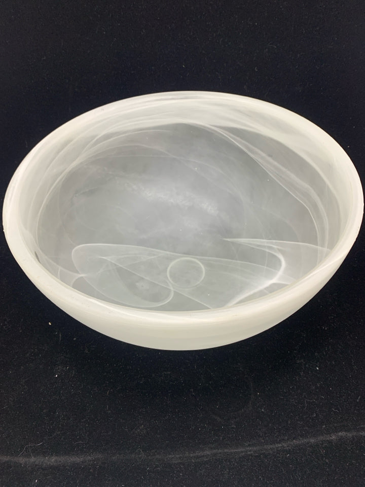 FROSTED SWIRL MURANO GLASS BOWL.