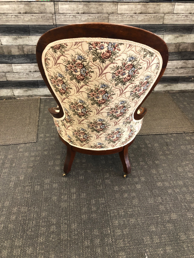 FLORAL HIGH BACK ACCENT CHAIR.