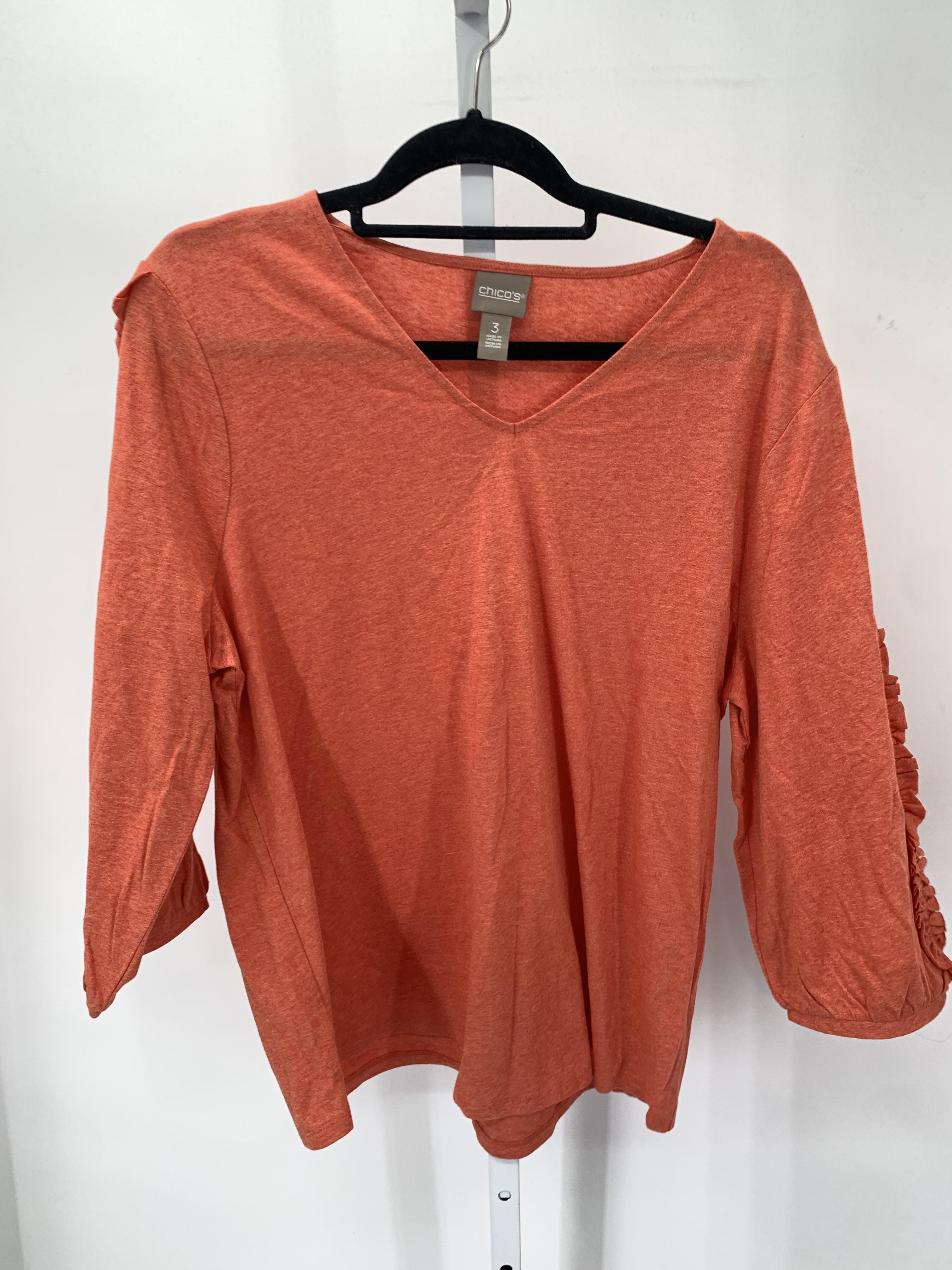 Chico's Size Large Misses 3/4 Sleeve Shirt