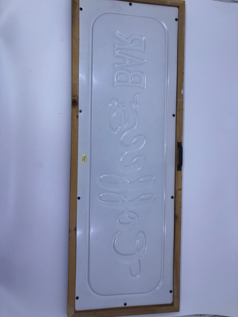 METAL COFFEE BAR SIGN IN WOOD FRAME.