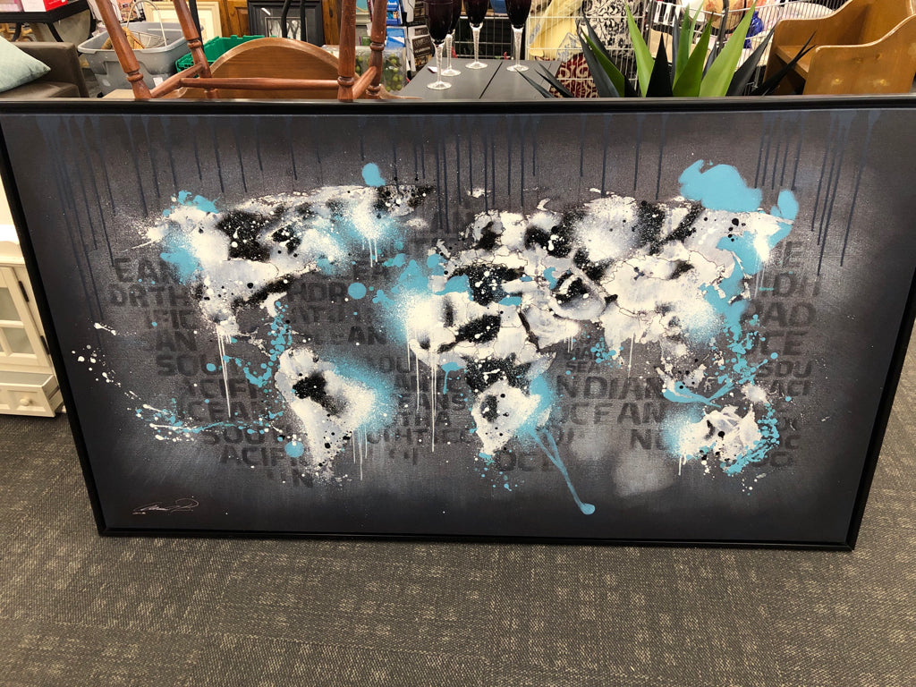 LG BLUE WORLD POP-ART CANVAS SIGNED.
