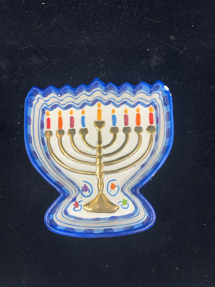 CERAMIC MENORAH DISH.