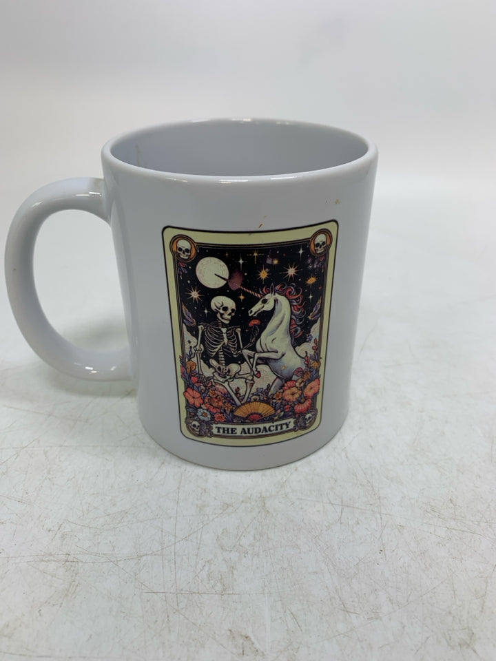 WHITE TAROT CARD THE AUDACITY MUG.