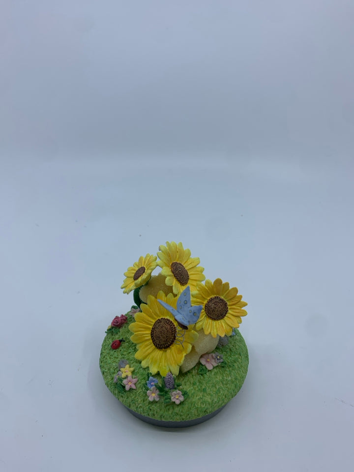 SUNFLOWERS W BUTTERFLY CANDLE TOPPER.