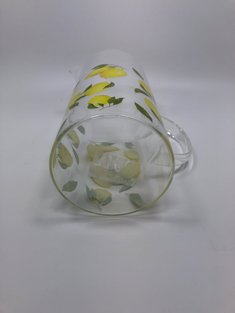LIGHTWEIGHT GLASS LEMON PITCHER.