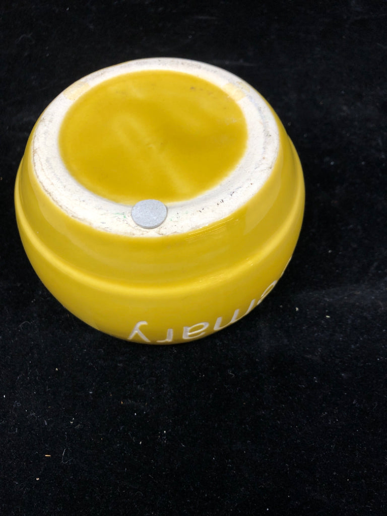 CERAMIC MUSTARD COLORED "ROSEMARY" BOWL.