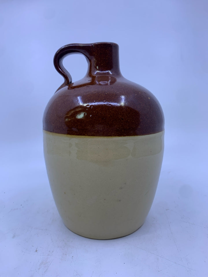 BROWN TAN POTTERY JUG.