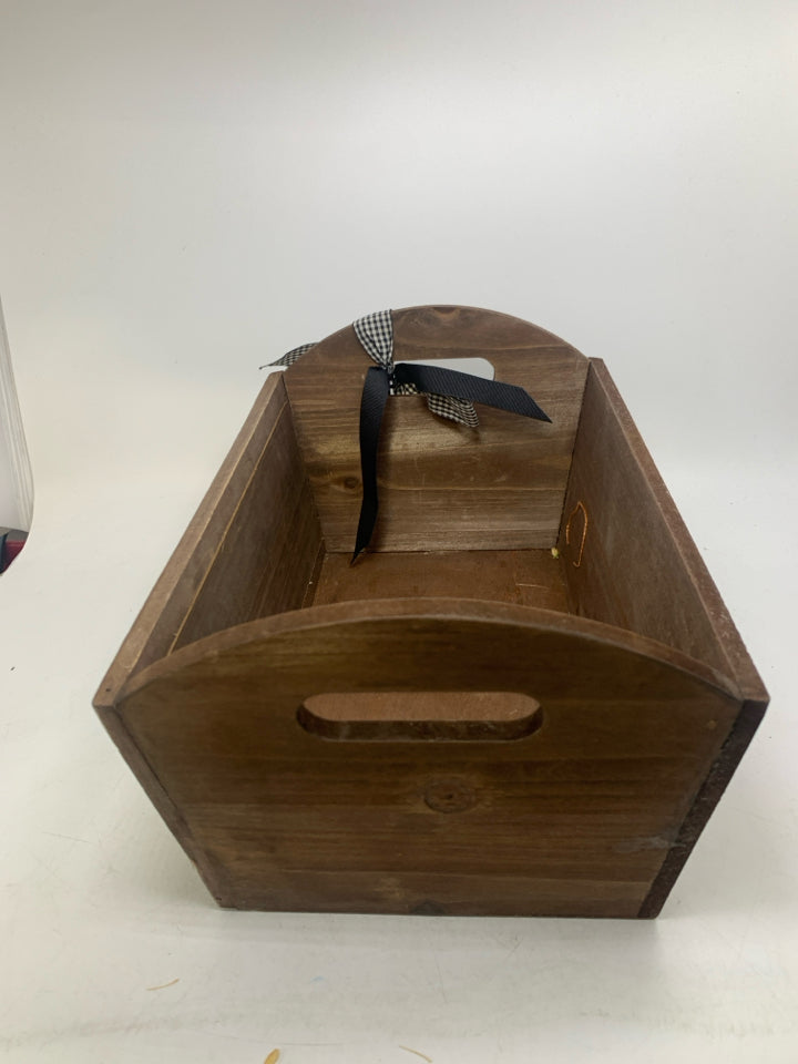 HAND PICKED FARM FRESH  DARK WOOD BUCKET.