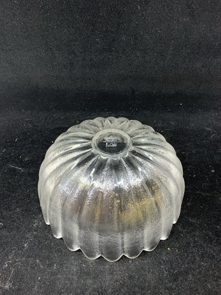 FLORAL FROSTED SHAPED SERVING BOWL- SIGNED.