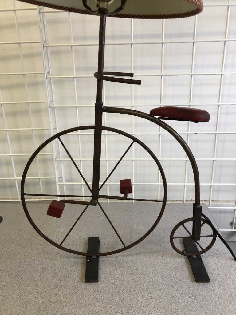 BICYCLE W RED SHADE LAMP.