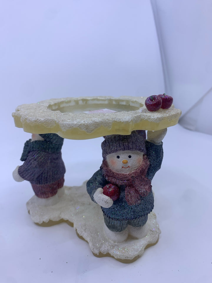 SNOWMAN PILLAR CANDLE HOLDER.
