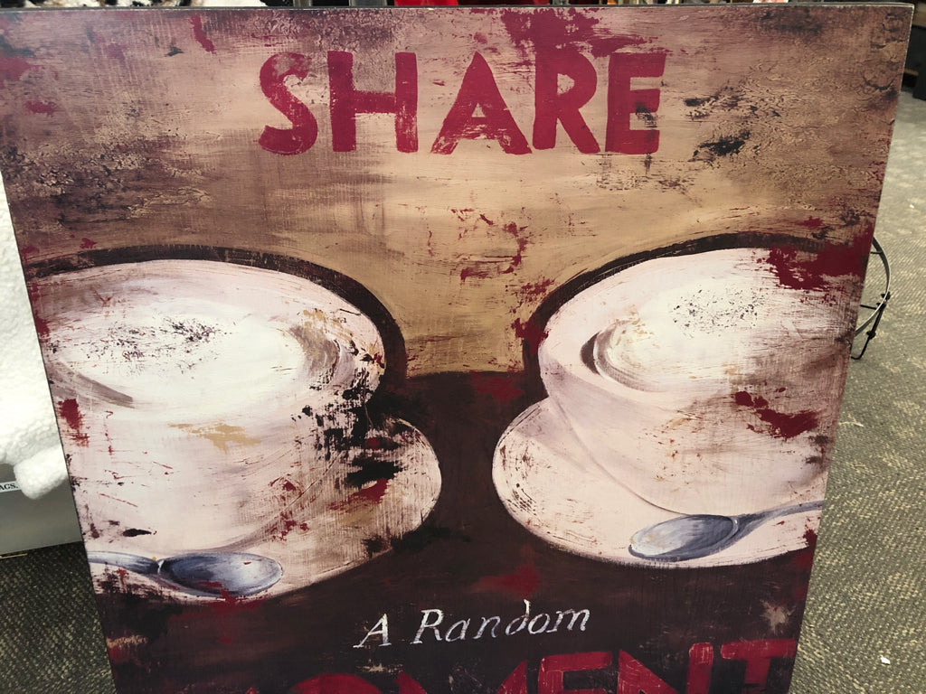 "SHARE A RANDOM MOMENT" COFFEE CANVAS PRINT WALL HANGING.
