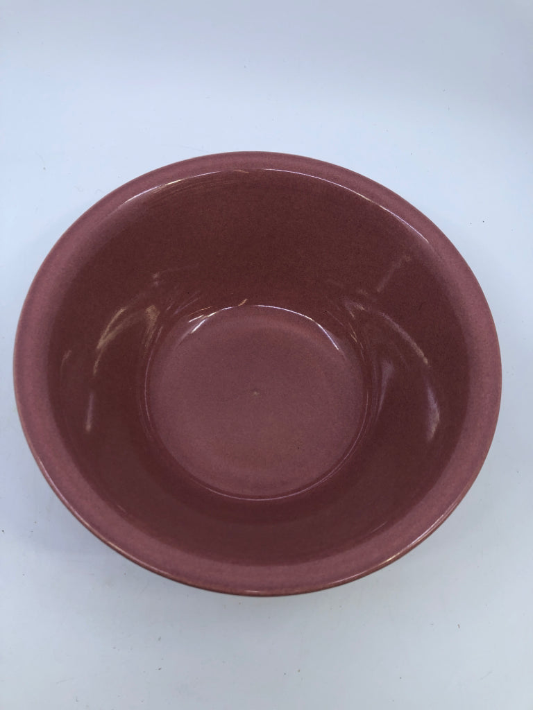 PINK POTTERY SERVING BOWL W/ FLARED EDGE.