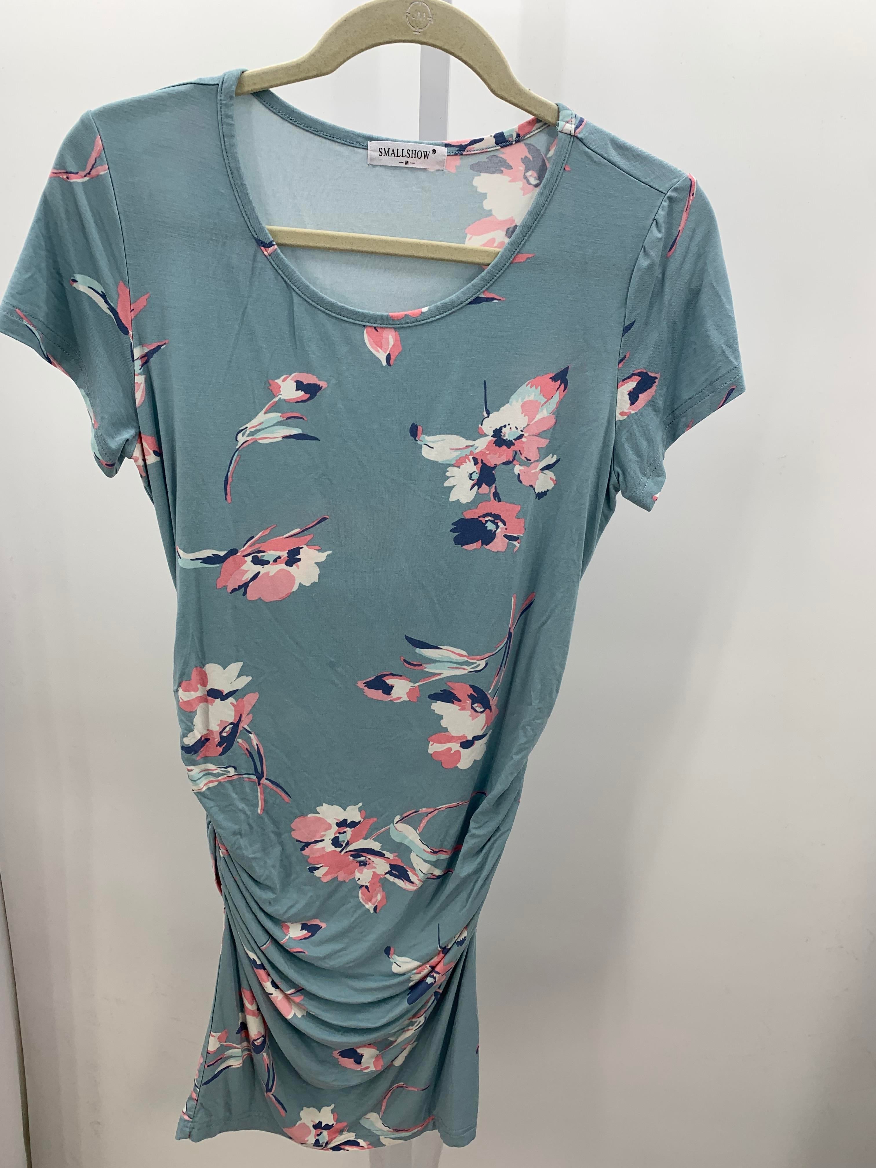 Blue Size Medium Maternity Short Sleeve Dress