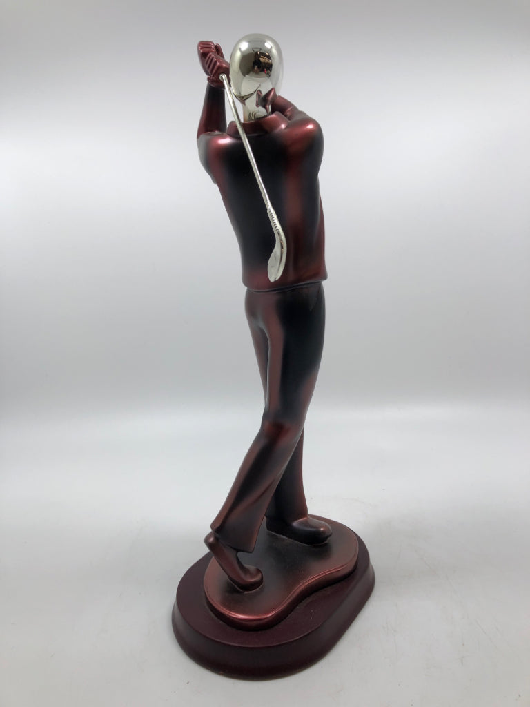 METALLIC GOLFER FIGURE.