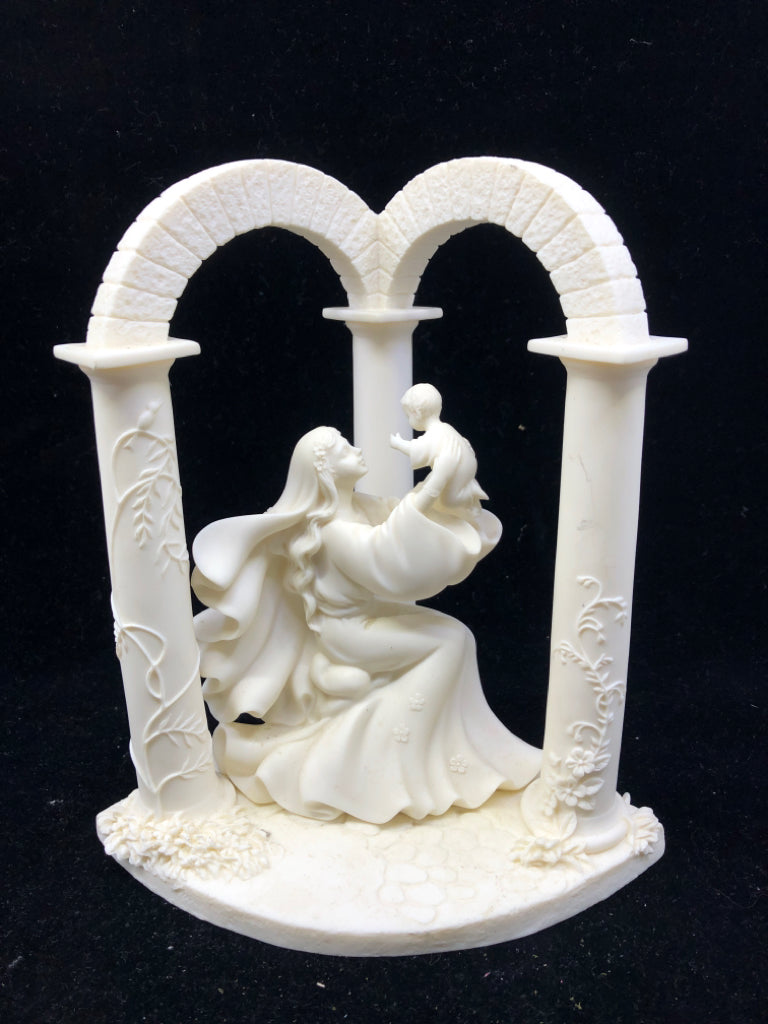 MILLENIUM MARY AND HER SON RESIN CORNER FIGURE.