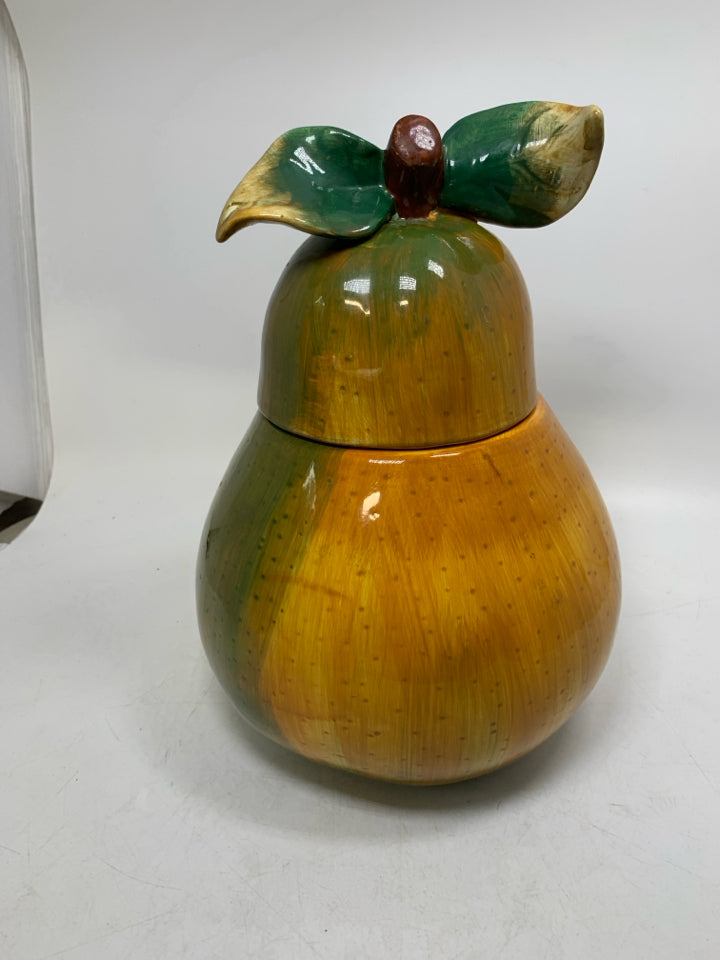 VTG SAKURA SONOMA PEAR CERAMIC PAINTED COOKIE JAR.
